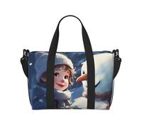 Smile Gaze - Bolso bandolera con estampado de muñeco de nieve con cremallera, bolso casual para viajes de fin de semana y compras al gimnasio, Black, Talla única, Bolsa de viaje