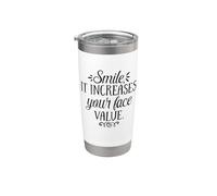 Smile It Increases Your Face Value - Cita inspiradora Vaso térmico de acero inoxidable de doble pared