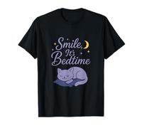 Smile It's Bedtime Cute Cat Sleeping Graphic Camiseta