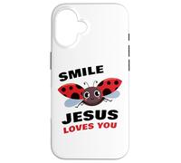 Smile Jesus Loves You - Cute Ladybug Christian Faith Cartoon Carcasa para iPhone 16