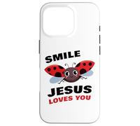 Smile Jesus Loves You - Cute Ladybug Christian Faith Cartoon Carcasa para iPhone 16 Pro