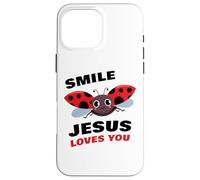 Smile Jesus Loves You - Cute Ladybug Christian Faith Cartoon Carcasa para iPhone 16 Pro MAX