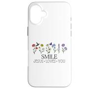 Smile Jesus Loves You Sign,Christian Faith God Bible Verse Carcasa para iPhone 16 Plus