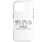 Smile Jesus Loves You Sign,Christian Faith God Bible Verse Carcasa para iPhone 16 Pro