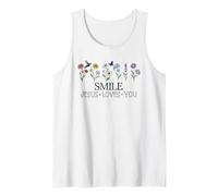 Smile Jesus Loves You Women Christian Bible Verse Scripture Camiseta sin Mangas