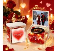 Smile lab Caja de Música Personalizada con Foto y Canción Music Box con Luz LED Mini Tocadiscos de Vinilo Fotos Personalizadas Regalos San Valentin Hombre y Mujer Ideal para Cumpleaños y Aniversario