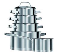 Smile MGK11 - Batería de Cocina Inducción 10 piezas Acero Inoxidable 4 ollas, 1 cazo, 5 tapas cristal, apta para todo tipo de cocinas, libre PFOA