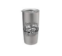 Smile Now CRY Later Chicano Art Tattoo Cholo Clown Chola Vaso térmico de acero inoxidable de doble pared
