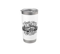 Smile Now CRY Later Chicano Art Tattoo Cholo Clown Chola Vaso térmico de acero inoxidable de doble pared