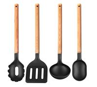 Smile SAK-3 Set de 4 Utensilios de Cocina, Madera Nylon, Resistente a Altas Temperaturas hasta 210˚C, Seguros e Inofensivos para la Salud, No Rayan Superficies Antiadherentes