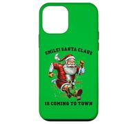 Smile Santa Claus llega a la Ciudad Funny Xmas Santa Flying Carcasa para iPhone 12 Mini