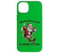 Smile Santa Claus llega a la Ciudad Funny Xmas Santa Flying Carcasa para iPhone 14 Plus
