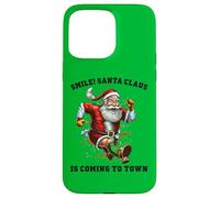 Smile Santa Claus llega a la Ciudad Funny Xmas Santa Flying Carcasa para iPhone 15 Pro MAX