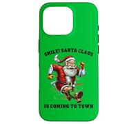 Smile Santa Claus llega a la Ciudad Funny Xmas Santa Flying Carcasa para iPhone 16 Pro