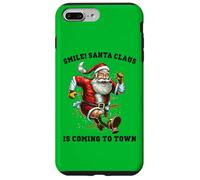 Smile Santa Claus llega a la Ciudad Funny Xmas Santa Flying Carcasa para iPhone 7 Plus/8 Plus