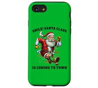 Smile Santa Claus llega a la Ciudad Funny Xmas Santa Flying Carcasa para iPhone SE (2020) / 7/8