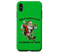 Smile Santa Claus llega a la Ciudad Funny Xmas Santa Flying Carcasa para iPhone XS MAX