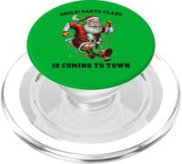 Smile Santa Claus llega a la Ciudad Funny Xmas Santa Flying PopSockets PopGrip para MagSafe