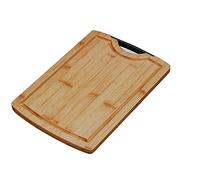 Smile Tabla de cortar de bambú, 33 x 23 cm, con surco para zumo y mango, tabla de servir de madera maciza resistente a los cortes