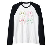 Smile World with Cute Aesthetic Icon Faces Camiseta Manga Raglan