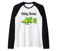 Smilealotteesa Un divertido coche eléctrico marciano que se vuelve ecológico Camiseta Manga Raglan