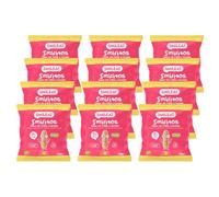 Smileat| Bolsas de Smilitos Ecológicos para Niños| Gusanitos Saludable de Maíz| Sabor Fresa y Plátano| Snack Saludable de Maíz| Alternativa a una Merienda Infantil Sana| Pack de 12 Bolsas x 25 g| 300g