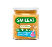 Smileat Ca-Chi-Tos de Arroz con Pavo y Verduras, 10+ Meses, 220 g | Con trocitos de mayor tamaño y AOVE; sin azúcares añadidos*, sin sal añadida y sin gluten, leche ni huevo