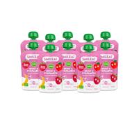 Smileat - Pack de 10 Pouch de Frutas Ecológicas - Sin Sal ni Azúcar Añadido, Sin Gluten - Snack Práctico para Peques - Sabor a Yogur y Frambueza