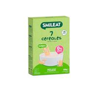 Smileat - Papilla para peques Ecológica de 7 Cereales - Sin Azúcar Añadido y Sin Aditivos - Ingredientes Vegetales - Fácil de Diluir y Preparar