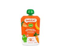 Smileat - Pouch de Frutas Ecológicas - Sin Sal ni Azúcar Añadido, Sin Gluten - Snack Práctico para Peques - Sabor a Zanahoria, Pera y Plátano (Paquete de 6)