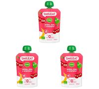Smileat - Pouch Ecológico de Cereza, Açai y Amaranto, Ingredientes Naturales Bebibles, Para Bebés a Partir de los 8 Meses - 100g (Paquete de 3)