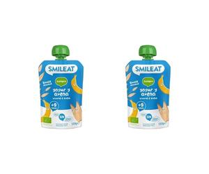 Smileat - Pouch Ecológico de Yogur y Avena, Ingredientes Naturales Bebibles, Para Bebés a Partir de los 9 Meses - 100g (Paquete de 2)