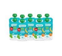 Smileat Pouches Ecológicos de Frutas Variadas, Pack 10 x 100 g | Combinación de melocotón, plátano, manzana y pera, de textura suave y recomendada para peques a partir de 6 meses