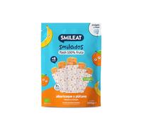 Smileat - Smilados de Frutas Ecológicas - Flash de Albaricoque y Plátano - Sin Azúcar Añadido, Sin Gluten - Flash para Congelar - Para Peques 6+ Meses - 5x50g (250gr)