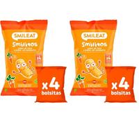 Smileat - Smilitos Snack Sabor a Maíz, Avena y Zanahoria - Sin Azúcar Añadido, sin conservantes, Sin Huevo - Snack Ecológico para Peques a Partir de 8 Meses - 48g (Paquete de 2)