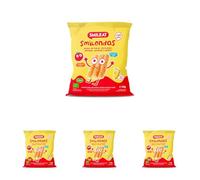 Smileat Smilondas | Snack Ecológico de Maíz, Garbanzo, Lenteja, Tomate y Queso | Para Bebés desde 15 Meses | Horneadas con Ingredientes Reales| Alternativa para una Merienda | 1 x 25g (Paquete de 4)