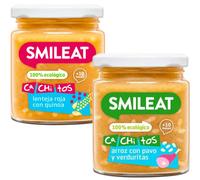 Smileat Tarrito CA-CHI-TOS +10m Arroz con Pavo y Verduras 230 gr + Lenteja Roja con Quinoa 230 gr