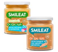 Smileat Tarrito CA-CHI-TOS +10m Arroz con Salmón y Guisantes 230 gr + Arroz con Pavo y Verduras 230 gr