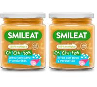 Smileat - Tarrito de Ca-Chi-Tos de Arroz con Pavo y Verduras - Ecológico, Sin Azúcar Añadido, Sin Sal, Sin Gluten, Sin Leche, Sin Huevos - Ideal para peques a Partir de 10 Meses - 230g (Paquete de 2)