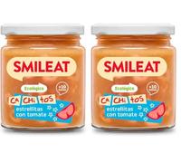 Smileat - Tarrito de Ca-Chi-Tos de Estrellitas con Tomate - Ecológico, Sin Azúcar Añadido, Sin Sal, Sin Gluten, Sin Leche, Sin Huevos - Ideal para peques a Partir de 10 Meses - 230g (Paquete de 2)