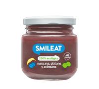 Smileat - Tarrito de Frutas Ecológicas con Manzana, Plátano y Arándano +6 Meses - Sin Azúcares Añadidos, Sin Leche ni Huevo - 130g