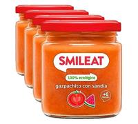 Smileat - Tarrito de Gazpachito con Sandia - Gazpacho para Bebés desde 6 Meses - Verduras y Frutas Ecológicas - con Aceite de Oliva Virgen Extra - sin Sal ni Azúcar Añadido - 190g (Paquete de 4)