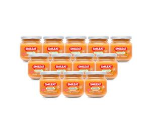 Smileat - Tarritos Ecológicos de Frutas, Ingredientes Reales, para Bebés desde 4 Meses, sin Gluten, Sabor Manzana, Naranja y Zanahoria - Pack de 12 x 130 g = 1560 g