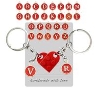 Smilelife Llavero de corazón personalizado de ladrillo a juego para pareja, novio, novia, regalo del día de San Valentín, rojo, S