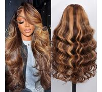 Smilenice Pelucas de cabello humano brasileño ondulado con encaje frontal de 13 x 6 pulgadas, densidad del 210 %, cabello humano brasileño ondulado prearrancado 4/27, rubio miel, HD, sin pegamento