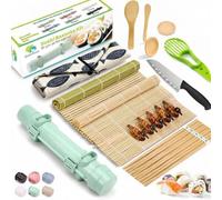 SmileTools Kit de Fabricación de Sushi 22 en 1 Con Tapetes de Bambú, Bazuca, Cuchillo de Chef, Palillos, Platos de Salsa, Esparcidor de Arroz y Cortador de Aguacate