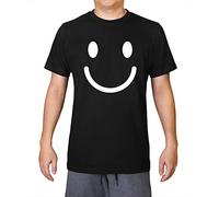 Smiley Face - Camiseta para hombre 100% algodón orgánico, Negro, XL