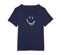Smiley Originals Happy Face White Spray Smile Camiseta, Mujer Tallas Grandes, Azul Marino, 1XL Grande