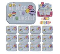 Smiley - Tiritas Infantiles 12 Cajas (288 Uds) - Apósitos Adhesivos Impermeables y Hipoalergénicos en Lata Metálica - Smiley - Para Niños, Escuela, Viajes y Primeros Auxilios