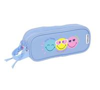 Smiley World Joyful - Portatodo Doble, Tejido Reciclable, Estuche Infantil, Estuche Niño, Ideal para Niños en Edad Escolar, Cómodo y Versátil, Calidad y Resistencia, 21x6x8 cm